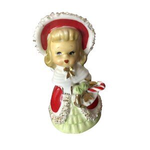 Vintage Lefton Christmas Bell Angel Porcelain Figurine Hand-Painted Signed